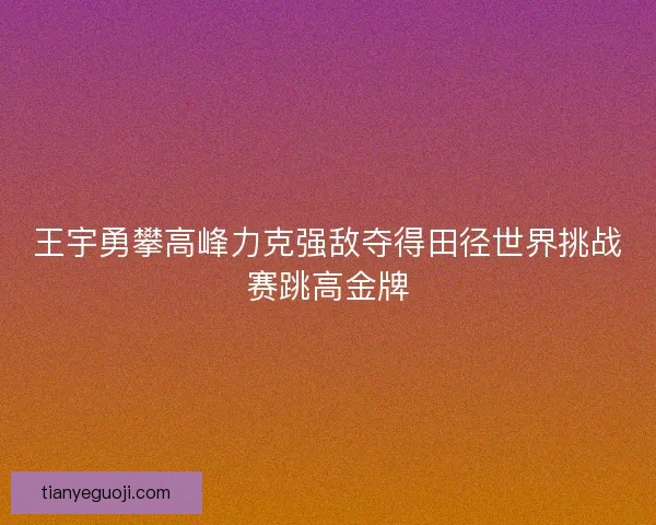 王宇勇攀高峰力克强敌夺得田径世界挑战赛跳高金牌