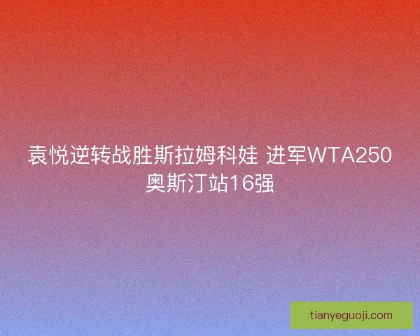 袁悦逆转战胜斯拉姆科娃 进军WTA250奥斯汀站16强
