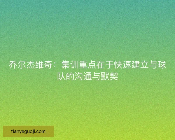 乔尔杰维奇：集训重点在于快速建立与球队的沟通与默契